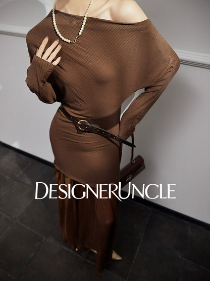 DGU "Qitu" coffee new design slim slimming high-end long skirt - Charles.