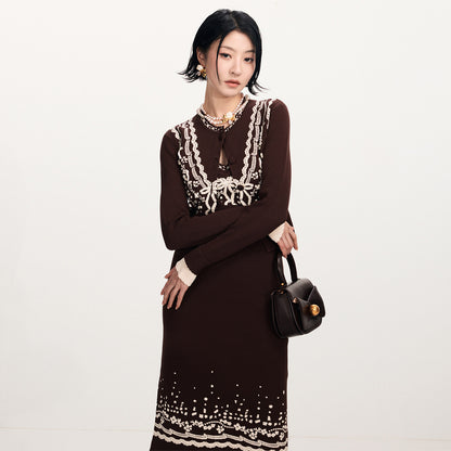 FAME double-layer suspender three-dimensional jacquard knitted slim slip dress - BRIAN.