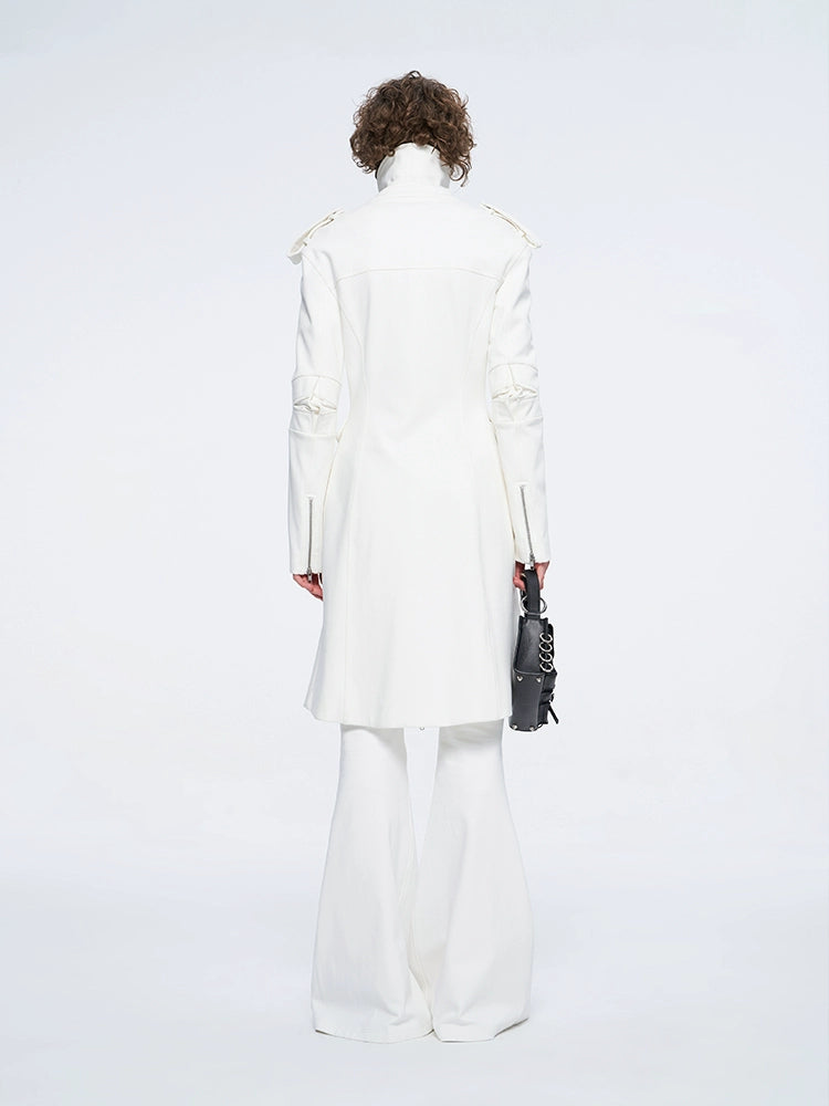 ANNAKIK niche four-pointed star function stand-up collar mid-length coat-HUILIN