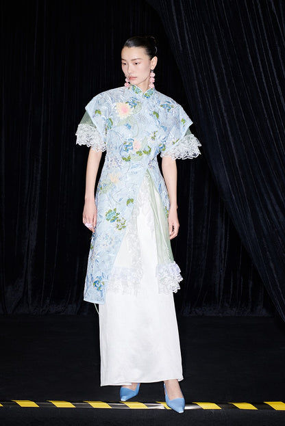 M essential Mackay designer Jiyi embroidery silk hand-dyed embroidered maxi dress - BAM.