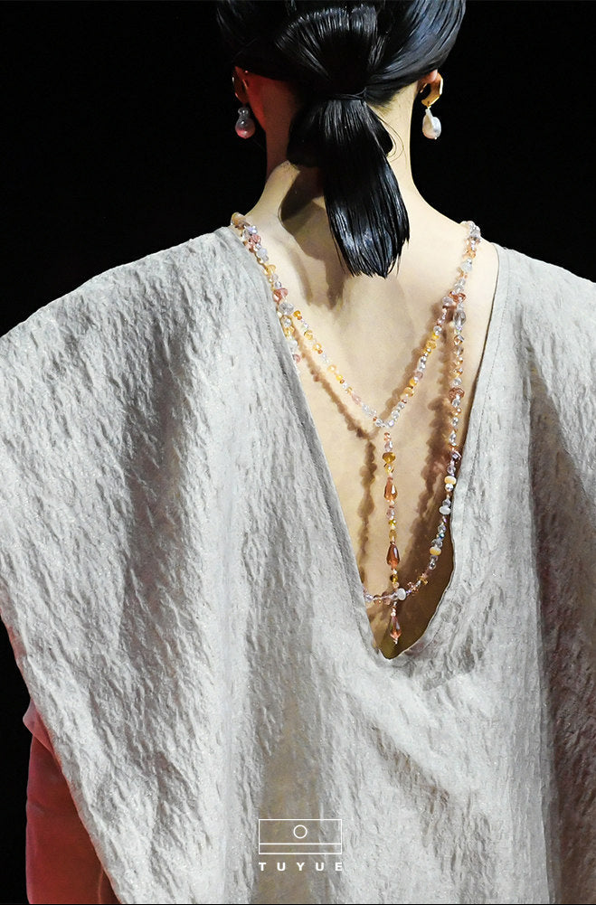 TUYUE Linen Fringe Open Back Slit Light Dress Dress- HAZEL.