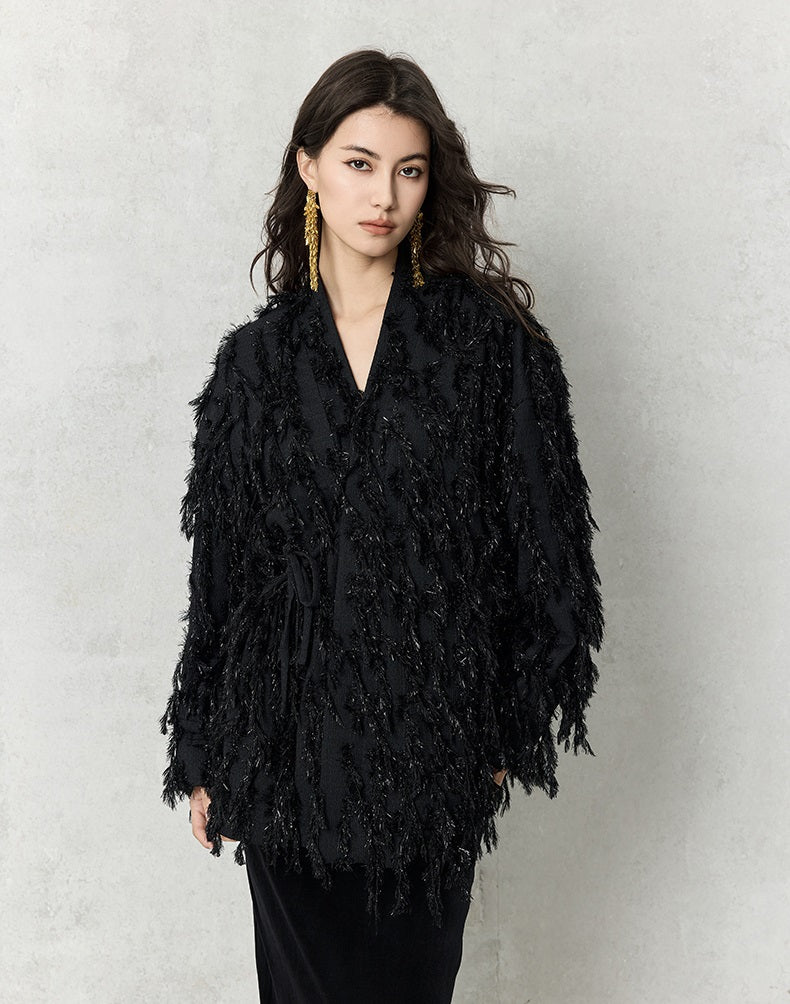 HECO Three-dimensional Tassel Fashion Top Shirt Women - flesh.