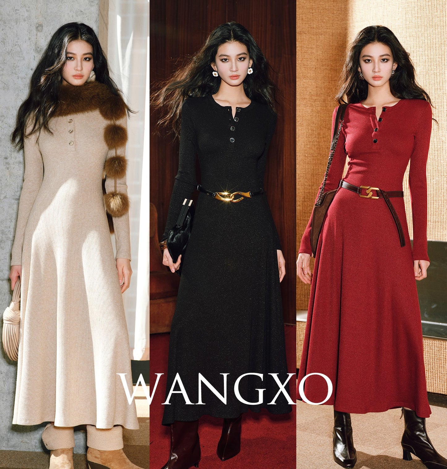 WANGXO | Elegant Maxi Long Sleeve Dress - VIDA.