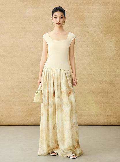 HECO Chinese elastic waist tie-dye printed skirt - BLESS.