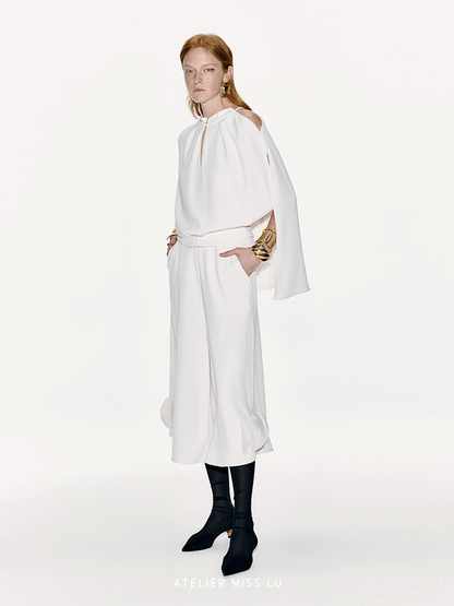 ATELIER MISS LU Off-the-Shoulder Slit Long-sleeved Silhouette Top - MARTY