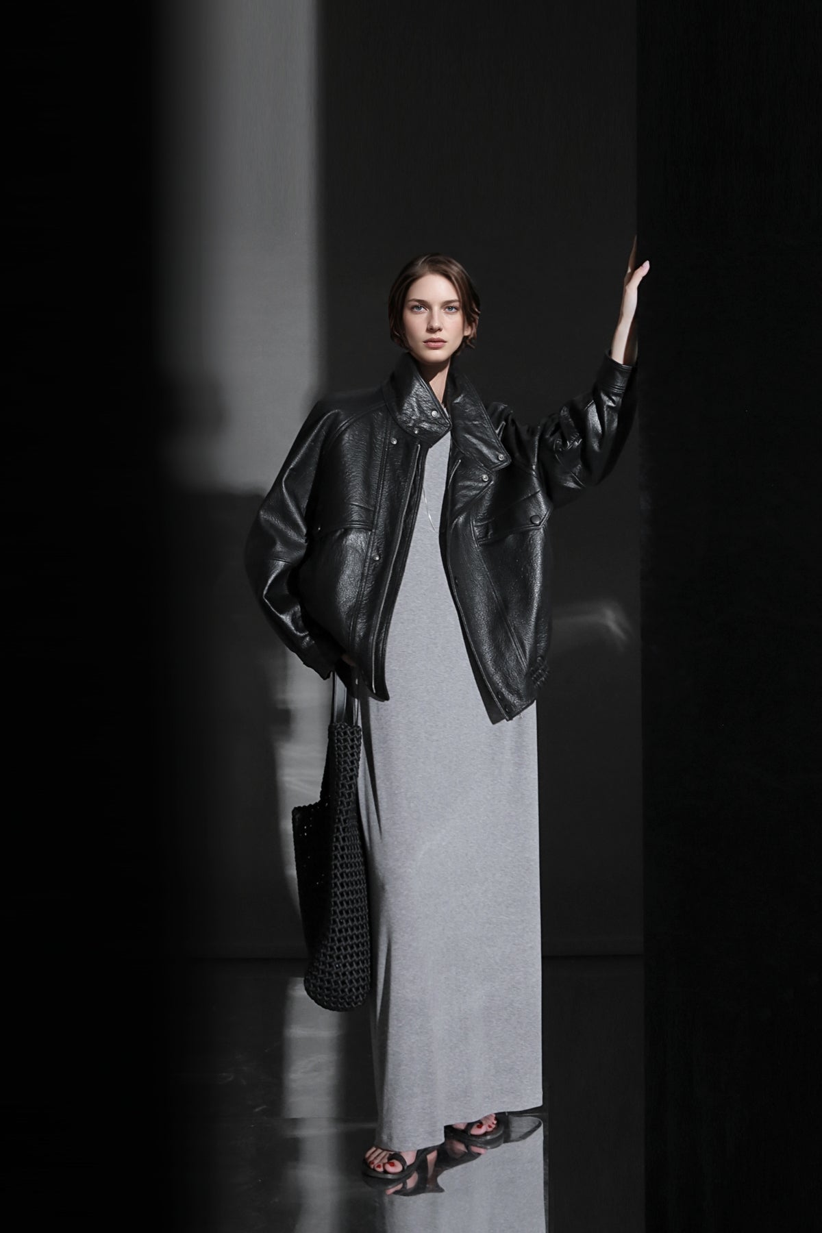 PIAOIN minimalist style nude tencel wool t-shirt skirt versatile dress -LYDIA