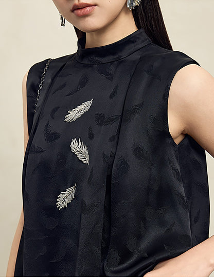 HECO Handmade Beaded Acetate Jacquard Sleeveless Top Women - KING.