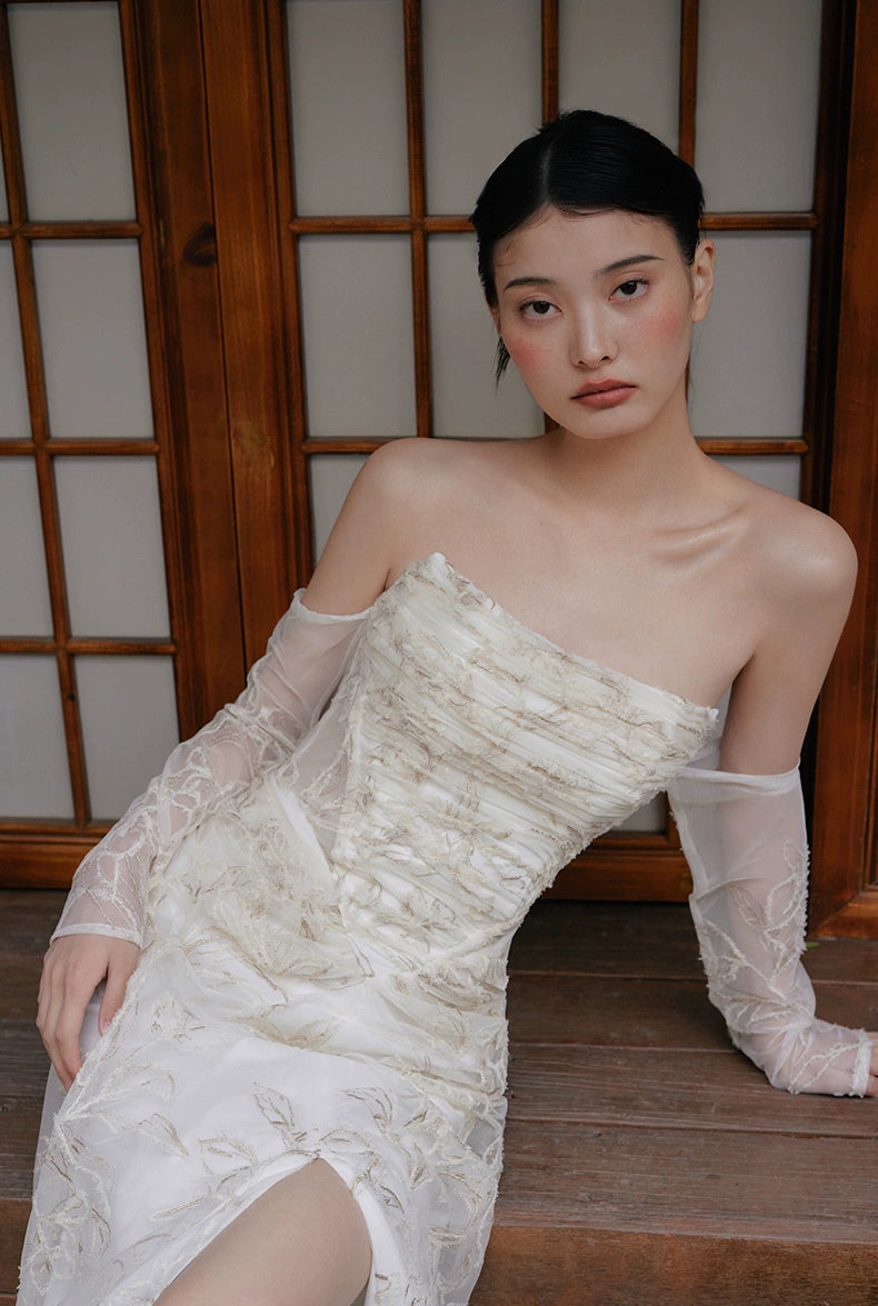 GOUDIN floral long bridal evening dress-NINA.