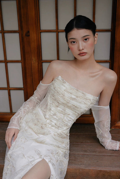 GOUDIN floral long bridal evening dress-NINA.