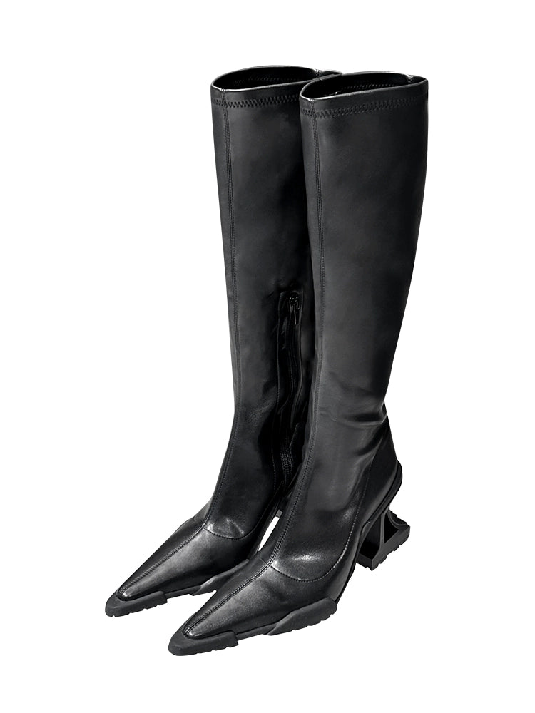 ANNAKIKI niche designer model black special-shaped functional boots for women-LIULIAN