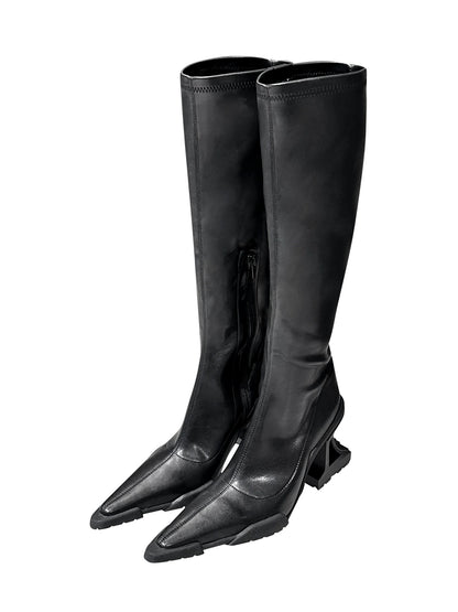 ANNAKIKI niche designer model black special-shaped functional boots for women-LIULIAN