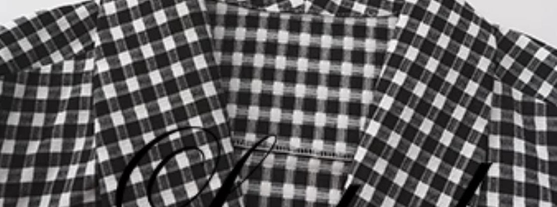 Le Palais Vintage Black & White Plaid Slim Puff Sleeve Shirt-ARARAGI.