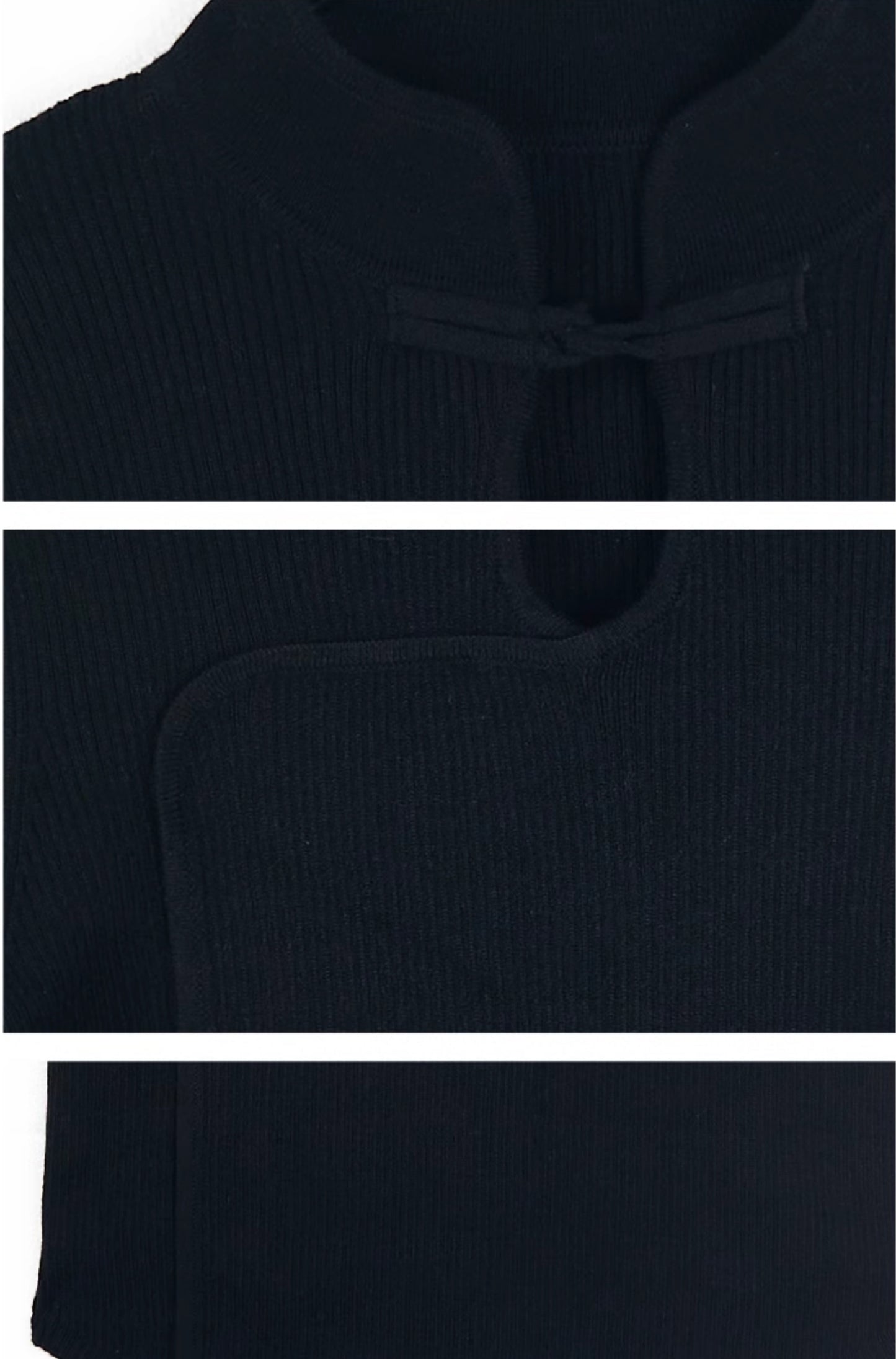 HECO Cheongsam Collar Hollow Buckle red black apricot Knitwear Slim Bottom - whom.