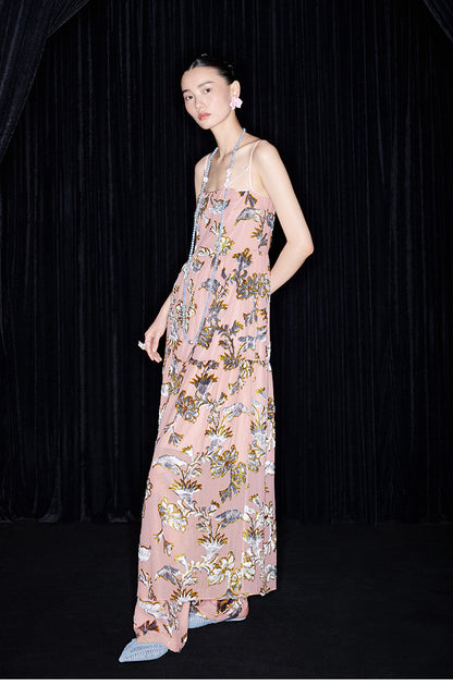 M essential Mackay designer velvet wide-hem slip dress Pants set - twe.