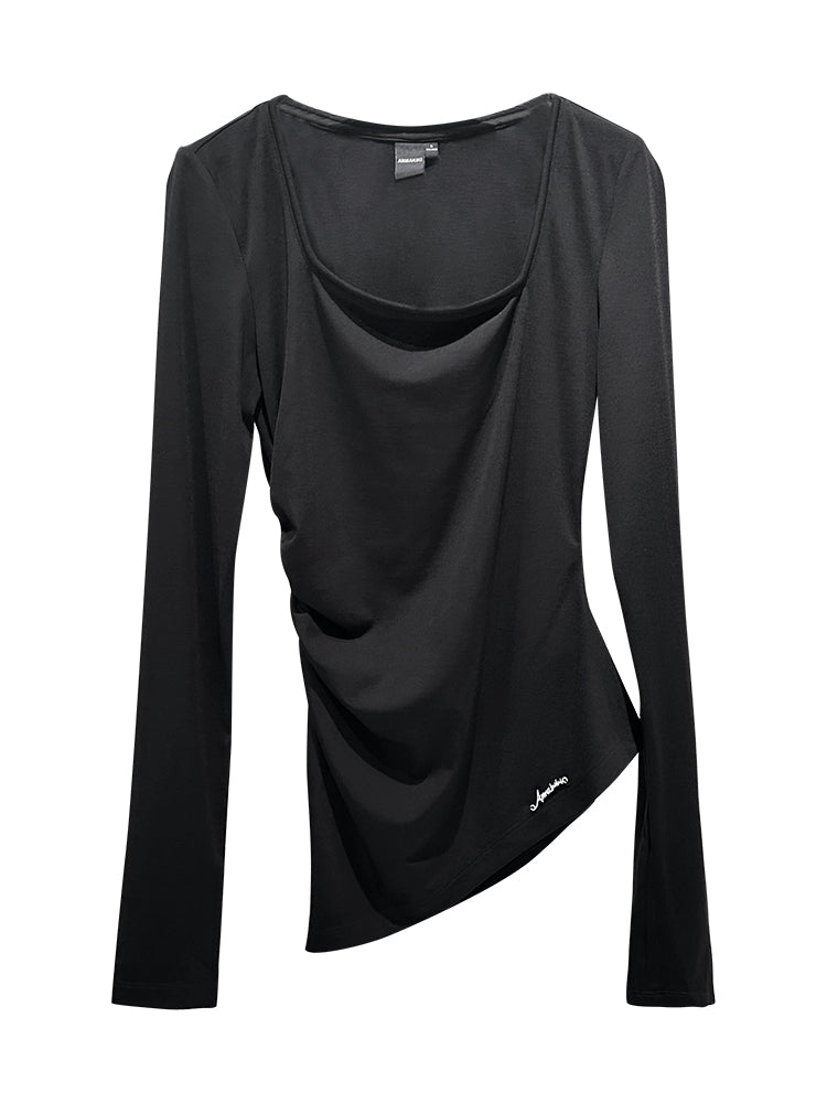 ANNAKIKI Women's Irregular Long Sleeve Base Top-EREN