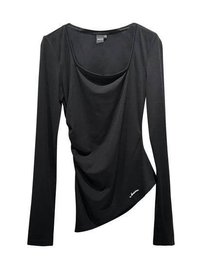 ANNAKIKI Women's Irregular Long Sleeve Base Top-EREN