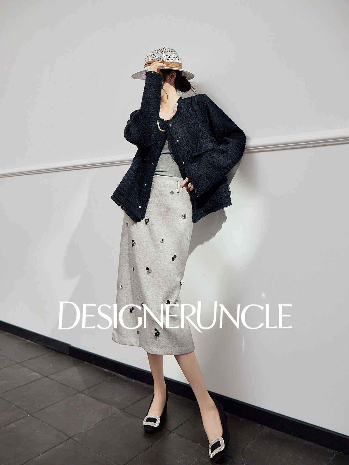 DGU "Ink Domain" navy blue jacket loose and versatile slimming high-end top - MUNC.