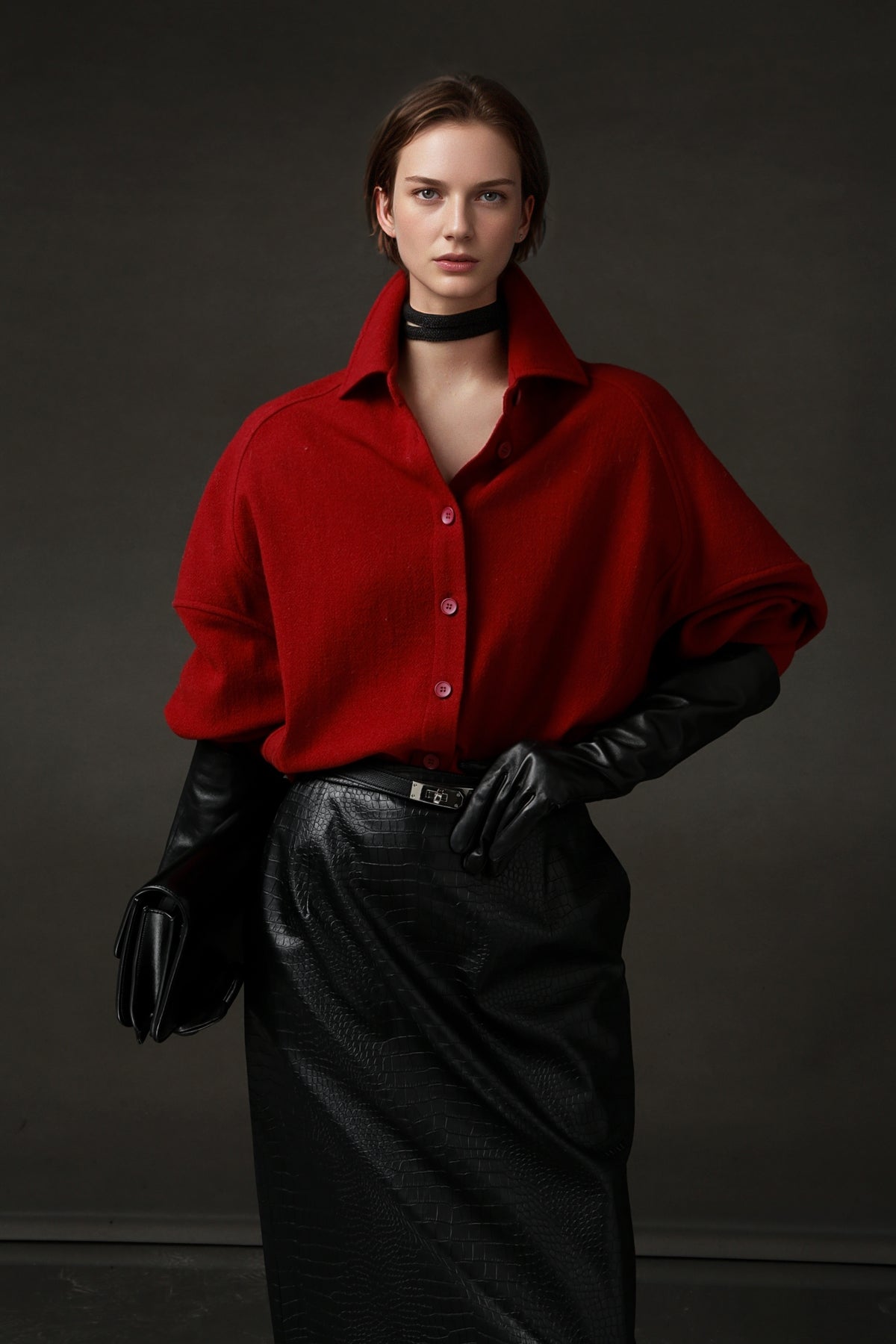 PIAOIN Luxury Old Money Style Wool Shirt Women's Single Breasted Shirt-FERA