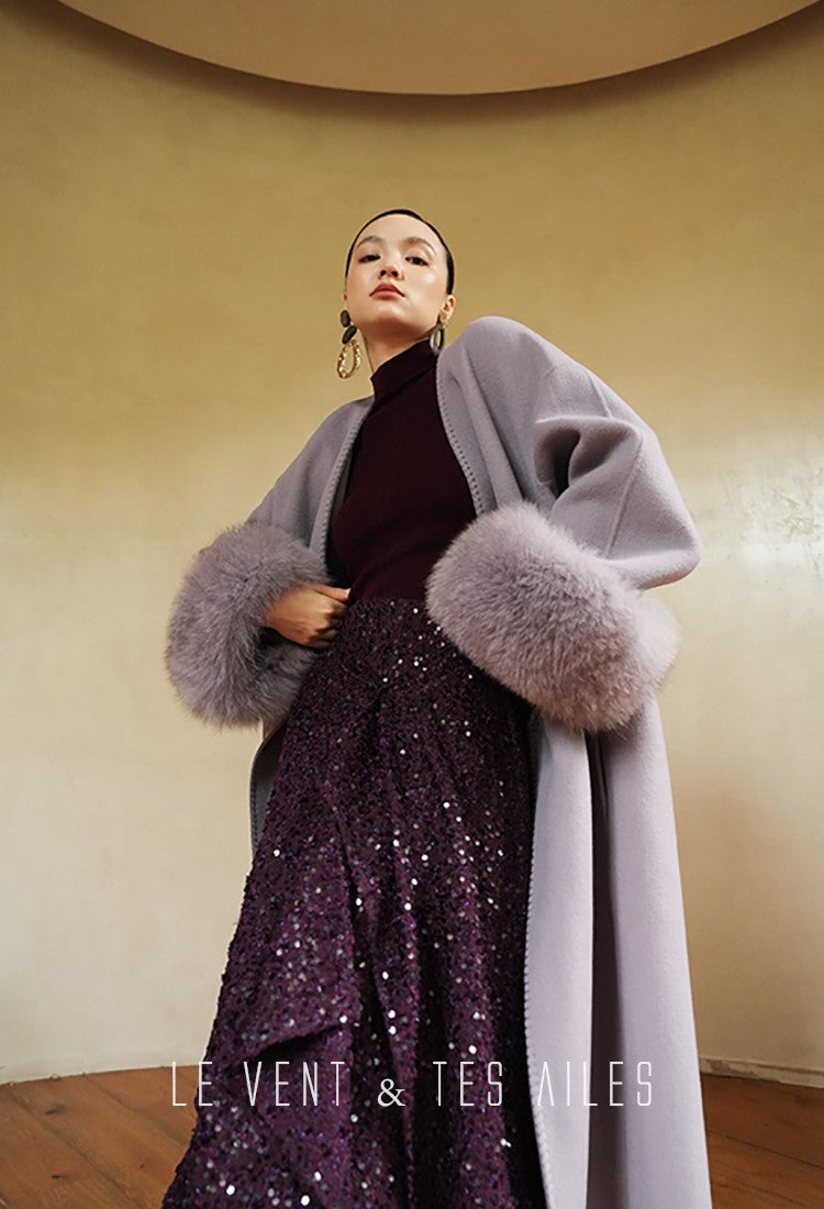 LE VENT&TES AILES Galaxy Luxury Weaving Feminine Sequin Tweed Skirt-ZOYA