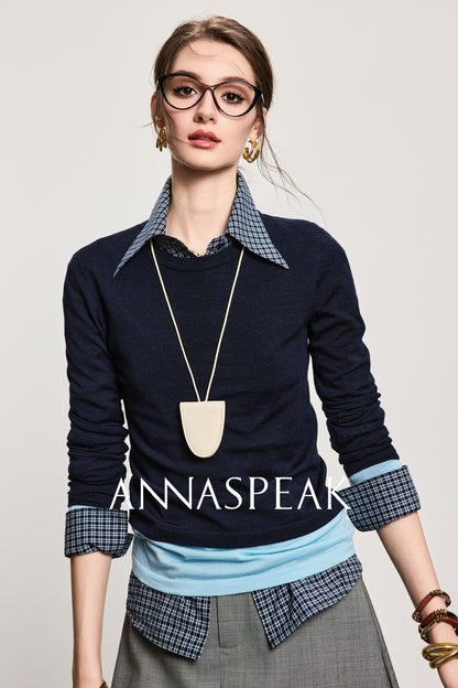 ANNASPEAK fake two pieces wool knit-LIAM.