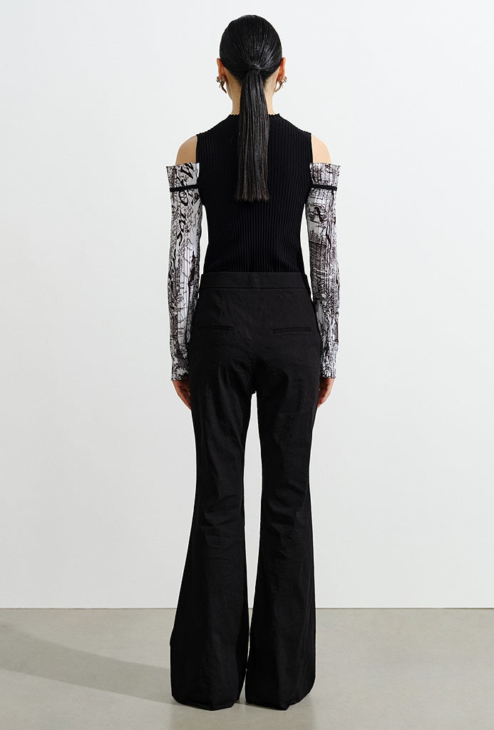 COMME MOI Lu Yan designer new women's off-the-shoulder printed sleeve shirt - DEAR .