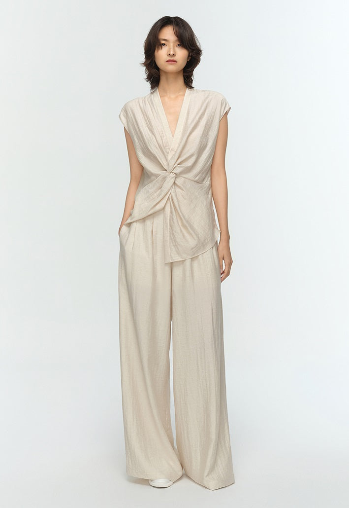 COMME MOI Summer V-Neck Sleeveless Kink Top - MERCY.