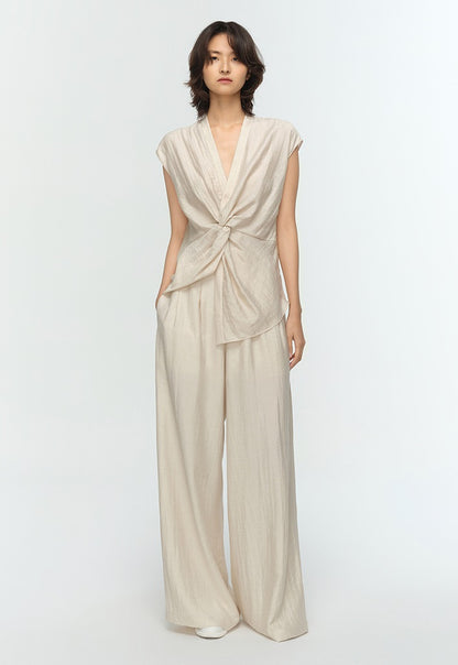 COMME MOI Summer V-Neck Sleeveless Kink Top - MERCY.