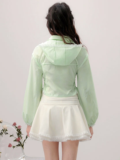 CHECOCRE Sexy Lace Hooded Top Cinched Waist Puffy Dress- INDUCE