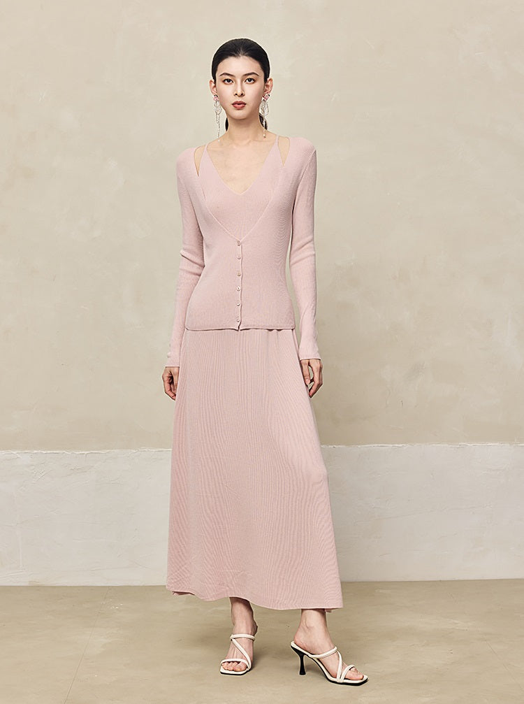 HECO High-waisted Draped Maxi Tencel Knitted Skirt - THERE.