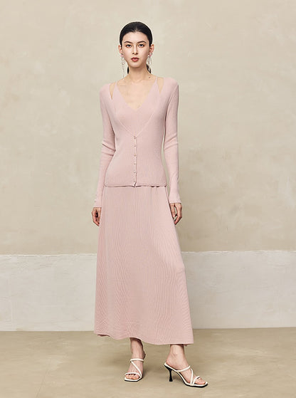 HECO High-waisted Draped Maxi Tencel Knitted Skirt - THERE.