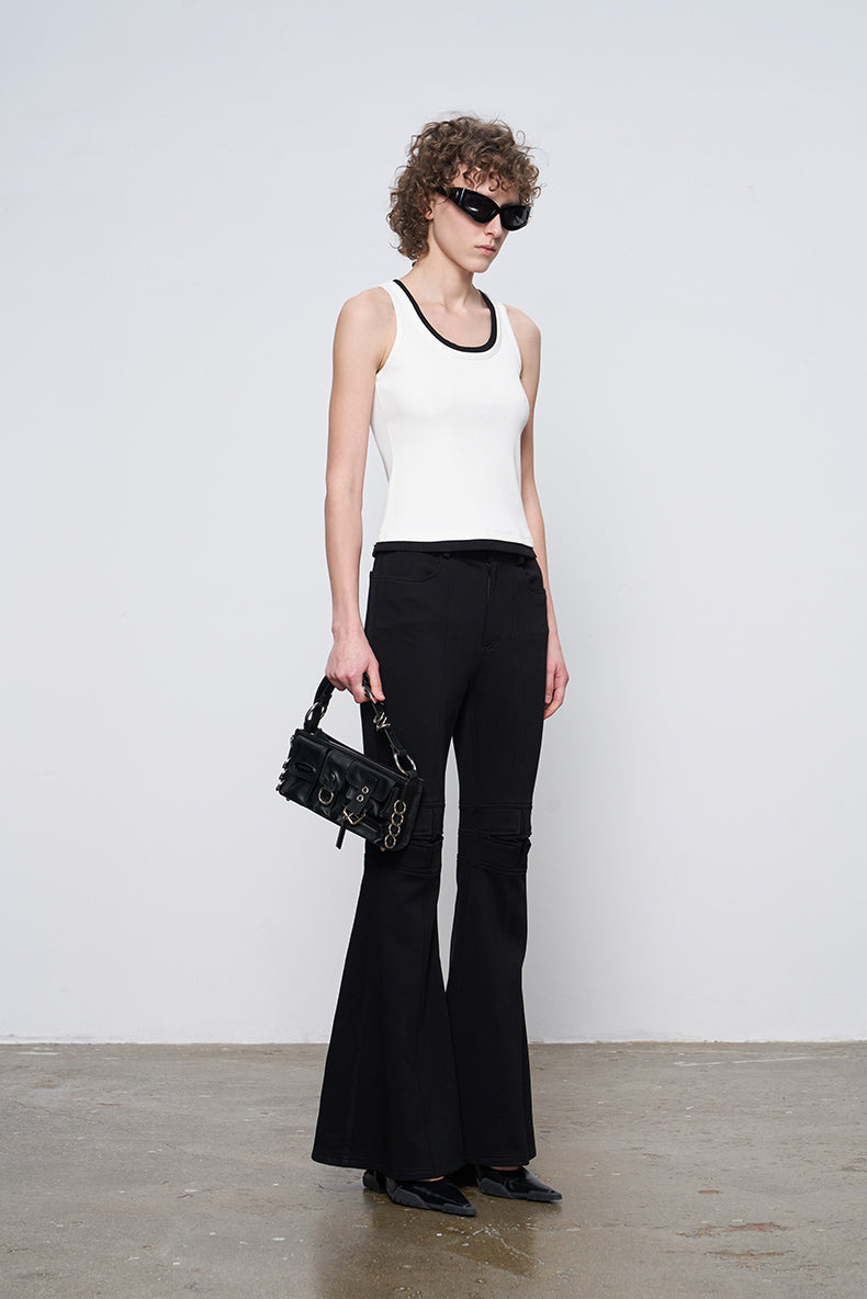 ANNAKIKI niche designer four-pointed star functional mid-rise flared pants-XIAOBEI