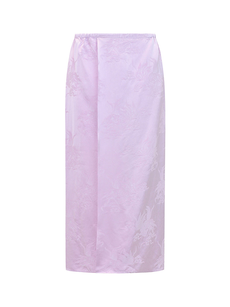 M essential Makay designer hibiscus jacquard layered placket wrap-around waist shirt - BETA.