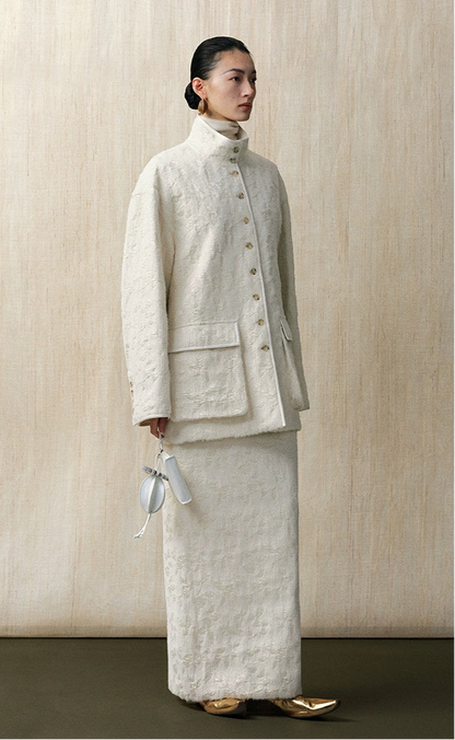 ZHUCHONGYUN white floral print large pocket loose jacket-LANA.