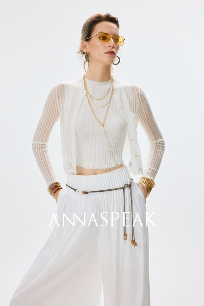 ANNASPEAK  breathable raw edge design knit vest cardigan-PORS.
