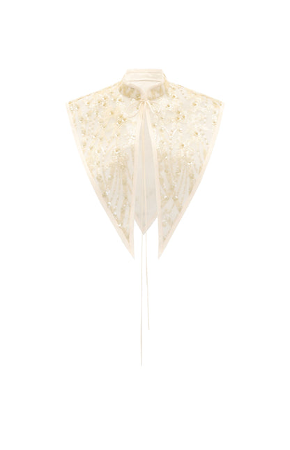 M essential Mackay designer label Jinghui embroidered lace-up trim collar - BABE.