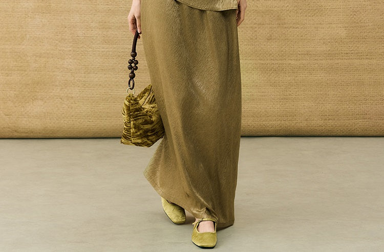 HECO Chinese Temperament Pearlescent High-Waisted High-End Texture Skirt - HELLS.