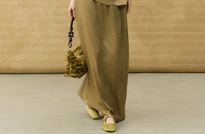 HECO Chinese Temperament Pearlescent High-Waisted High-End Texture Skirt - HELLS.