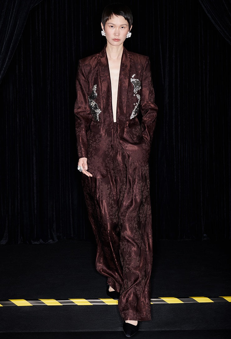 M essential Mackay designer embroidered jacquard pant suit - Buniu.