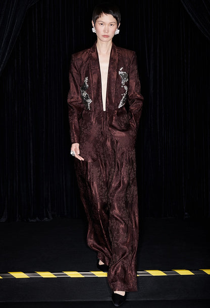 M essential Mackay designer embroidered jacquard pant suit - Buniu.