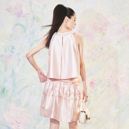 FAME Light pink rose bead A hem top - ELIJAH