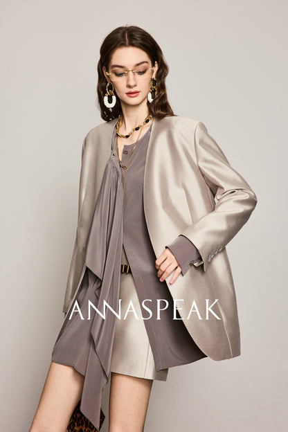 ANNASPEAK  ruffled  silk shirt-MAZO.