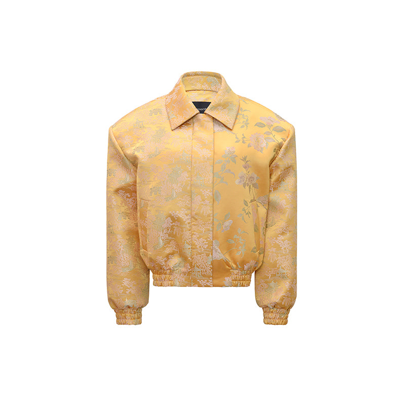 M essential Mackay designer Tanige jacquard panelled wide-shoulder lapel  jacket - INTOH.