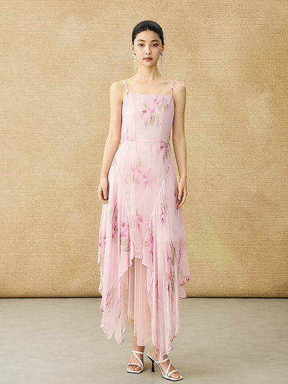 HECO Chinese Style Silk Chiffon Slip Summer Water Ripple Print Long Skirt - PEKKER.