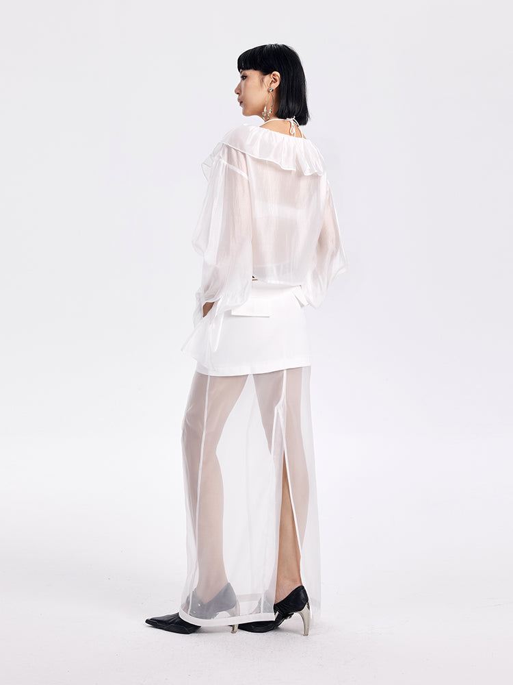 TINY IN mesh spliced two-piece long skirt -TOSHI