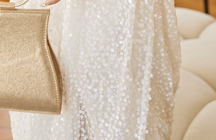 DOLLY Luxury Slant Collar Off Shoulder Sleeveless Long High Waist Resort Dress-ISLA