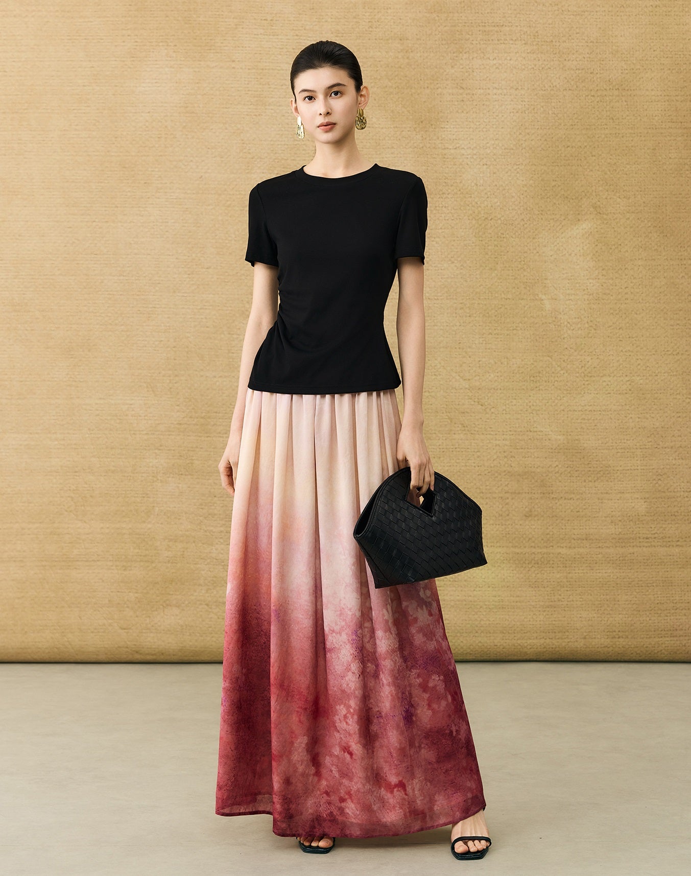 HECO Chinese Style Waist Shirred Knit Slim Stretch Top- STIQE.
