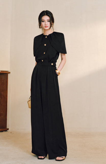 WANGXO | Skin-Friendly Fabric with High-End Metal Buckle Hand-Pinched Layered Urban Suit -NIXI