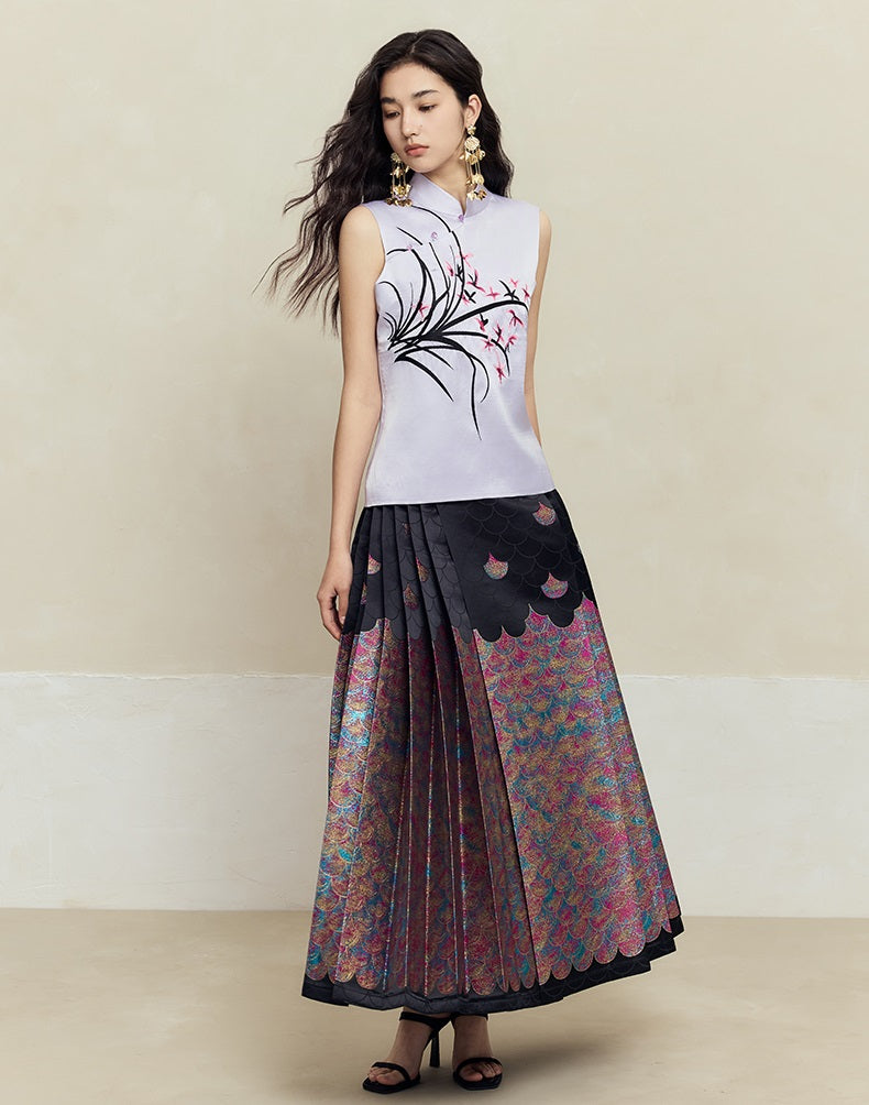 HECO sleeveless purple black white vest top women - waters.