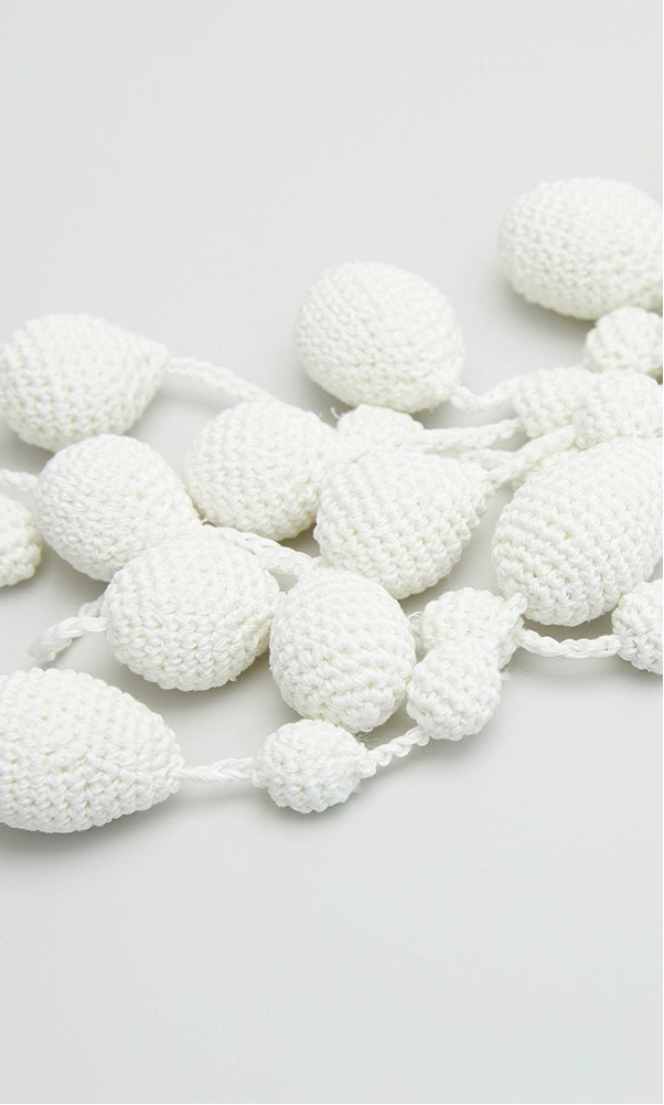 ZHUCHONGYUN Summer White Hand Knitted Water Drop Design Knitted Necklace-ADIE