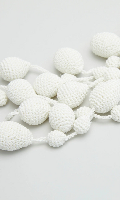 ZHUCHONGYUN Summer White Hand Knitted Water Drop Design Knitted Necklace-ADIE